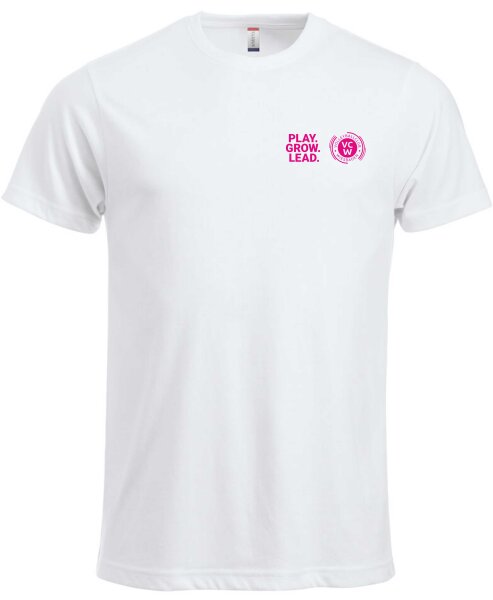 VC Wiesbaden Shirt weiß Damen PLAY GROW LEAD Doppellogo pink